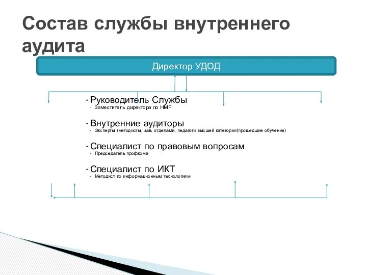 Руководитель Службы Заместитель директора по НМР Внутренние аудиторы Эксперты (методисты, зав.