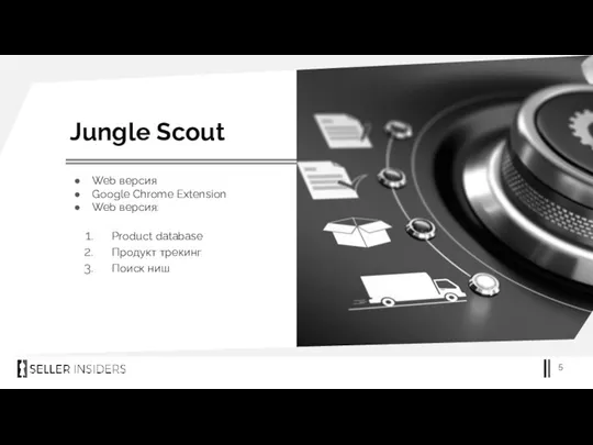 Jungle Scout Web версия Google Chrome Extension Web версия: Product database Продукт трекинг Поиск ниш