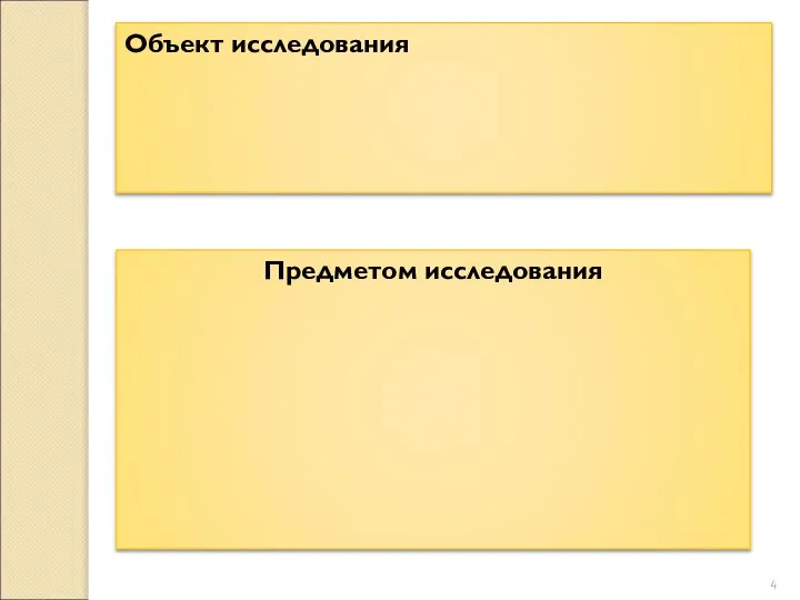 Объект исследования Предметом исследования