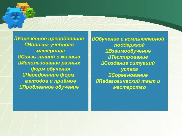 Эффективный урок Увлечённое преподавание Новизна учебного материала Связь знаний с жизнью