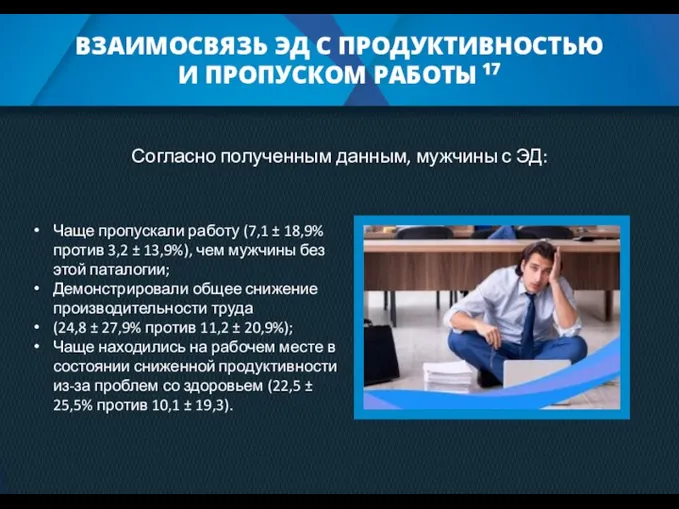 ВЗАИМОСВЯЗЬ ЭД С ПРОДУКТИВНОСТЬЮ И ПРОПУСКОМ РАБОТЫ 17 Чаще пропускали работу