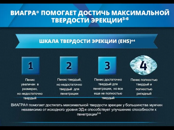 ШКАЛА ТВЕРДОСТИ ЭРЕКЦИИ (EHS)4-6 Пенис увеличен в размерах, но недостаточно твердый