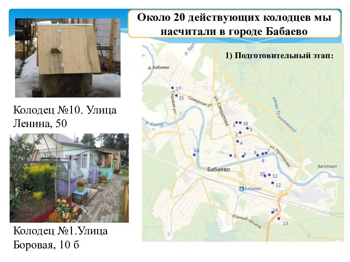 Около 20 действующих колодцев мы насчитали в городе Бабаево Колодец №1.Улица