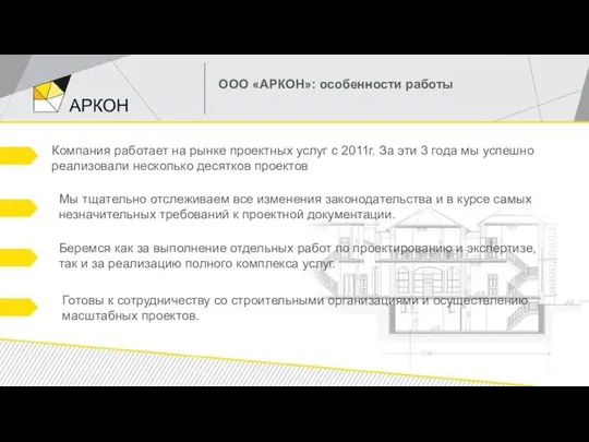 ООО «АРКОН»: особенности работы Компания работает на рынке проектных услуг с