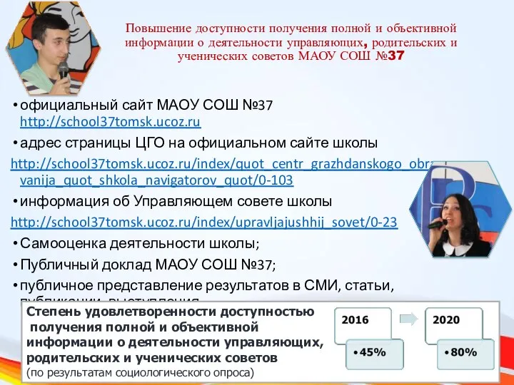 Повышение доступности получения полной и объективной информации о деятельности управляющих, родительских