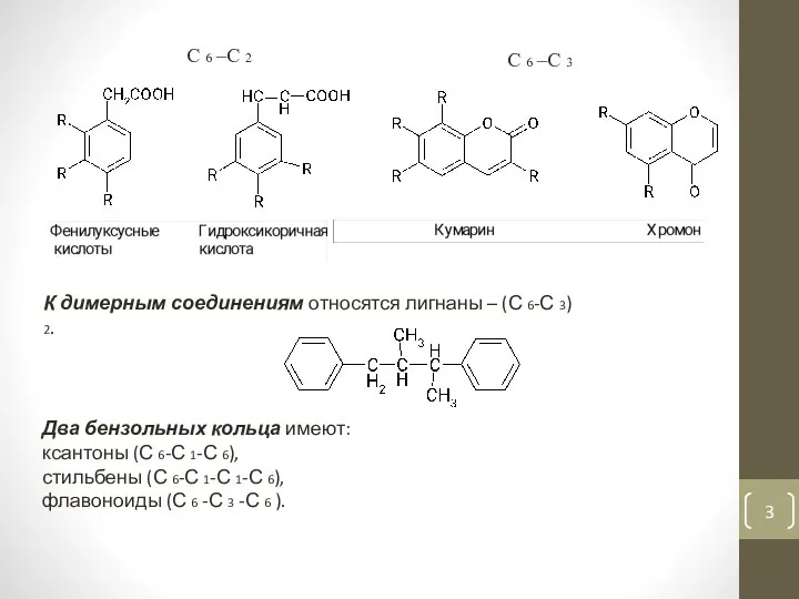 К димерным соединениям относятся лигнаны – (С 6-С 3) 2. С