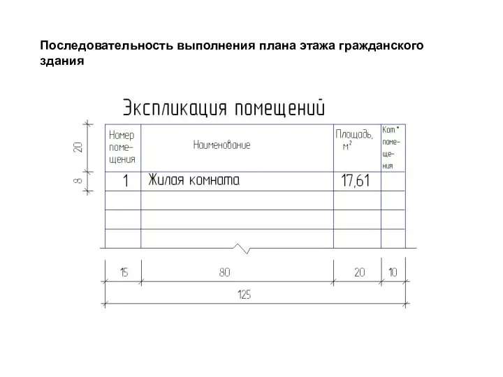 Последовательность выполнения плана этажа гражданского здания