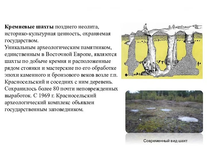 Кремневые шахты позднего неолита Кремневые шахты позднего неолита, историко-культурная ценность, охраняемая