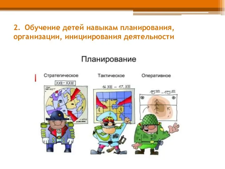 2. Обучение детей навыкам планирования, организации, инициирования деятельности