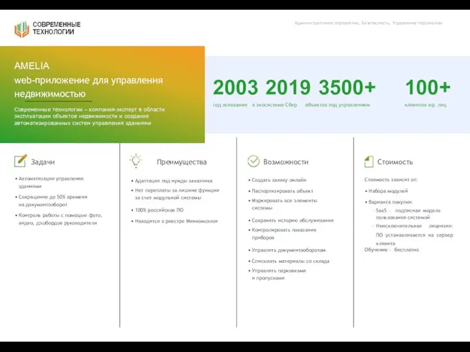 Административное управление, Безопасность, Управление персоналом 2003 2019 3500+ год основания в