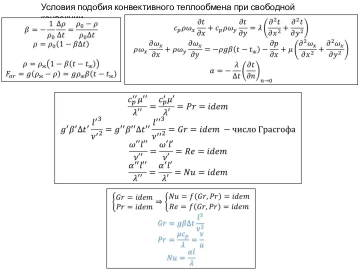 Условия подобия конвективного теплообмена при свободной конвекции