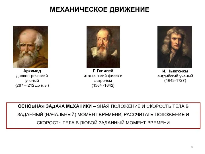 МЕХАНИЧЕСКОЕ ДВИЖЕНИЕ Архимед древнегреческий ученый (287 – 212 до н.э.) Г.