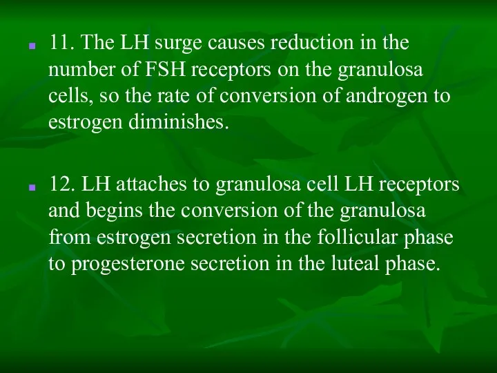 11. The LH surge causes reduction in the number of FSH