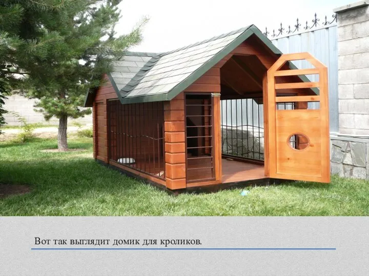 Вот так выглядит домик для кроликов.