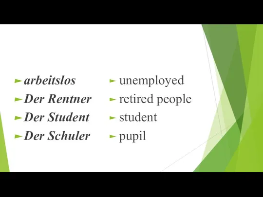 аrbeitslos Der Rentner Der Student Der Schuler unemployed retired people student pupil