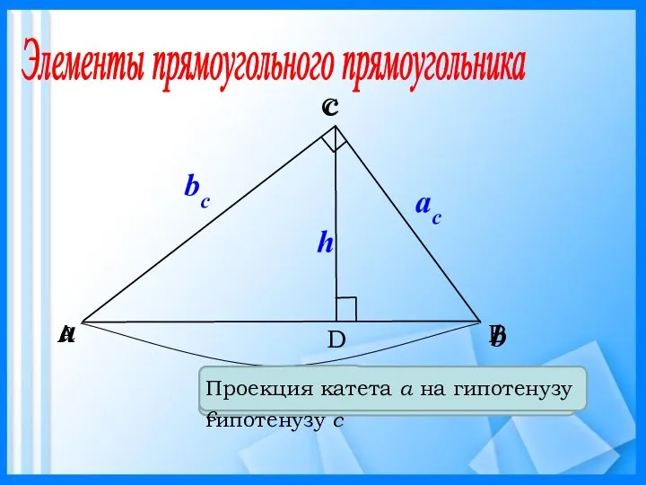 B C A b a c bc ac h Элементы прямоугольного прямоугольника