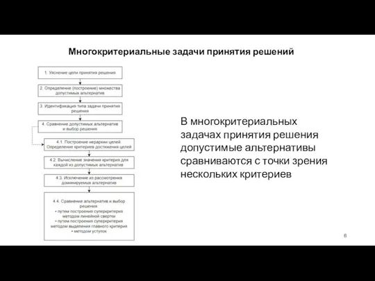 Многокритериальные задачи принятия решений В многокритериальных задачах принятия решения допустимые альтернативы