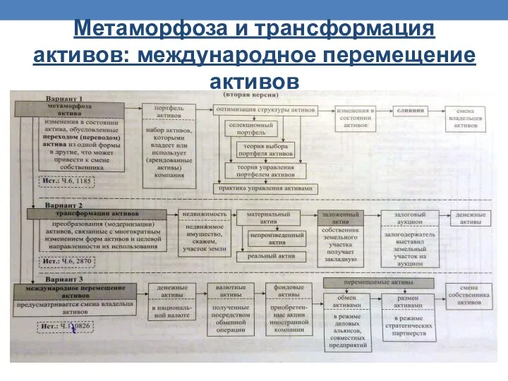 Метаморфоза и трансформация активов: международное перемещение активов