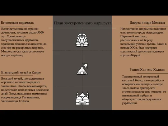 План экскурсионного маршрута Египетские пирамиды Величественные постройки древности, которым около 5000