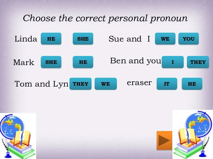 Choose the correct personal pronoun Linda Mark Tom and Lyn Sue