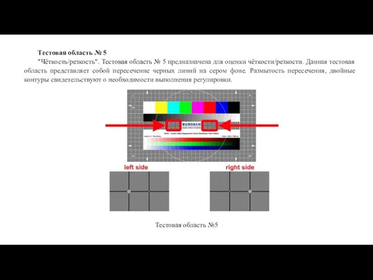 Тестовая область № 5 "Чёткость/резкость". Тестовая область № 5 предназначена для