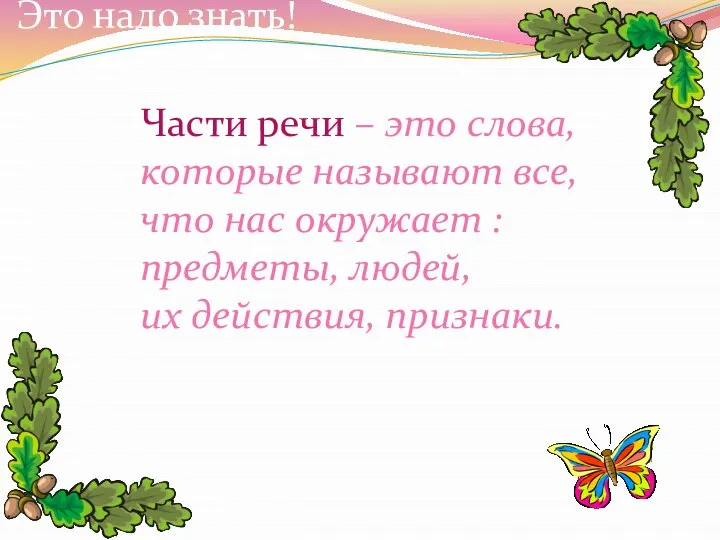 Это надо знать! Части речи – это слова, которые называют все,