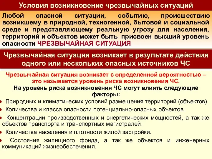 Любой опасной ситуации, событию, происшествию возникшему в природной, техногенной, бытовой и