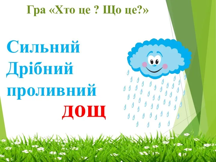 Гра «Хто це ? Що це?» Сильний Дрібний проливний дощ