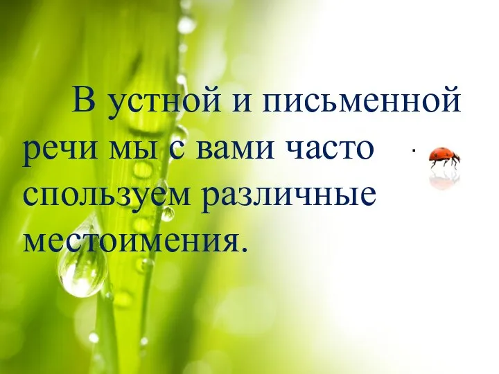 . В устной и письменной речи мы с вами часто спользуем различные местоимения.