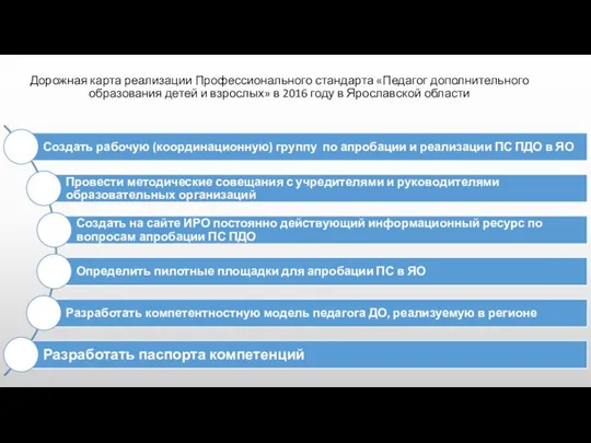 Дорожная карта реализации Профессионального стандарта «Педагог дополнительного образования детей и взрослых»