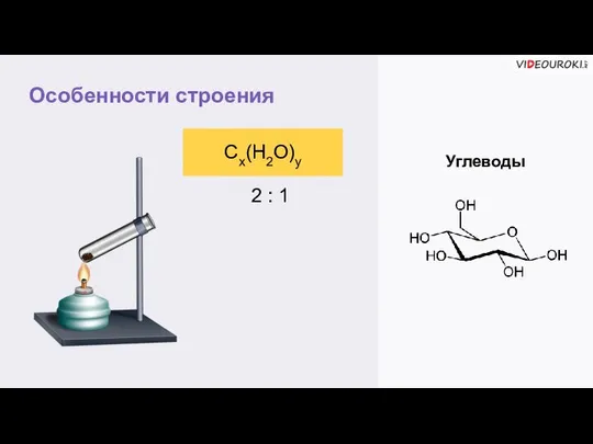 Особенности строения Углеводы Cx(H2O)y 2 : 1