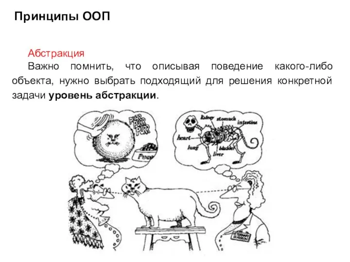 Абстракция Важно помнить, что описывая поведение какого-либо объекта, нужно выбрать подходящий