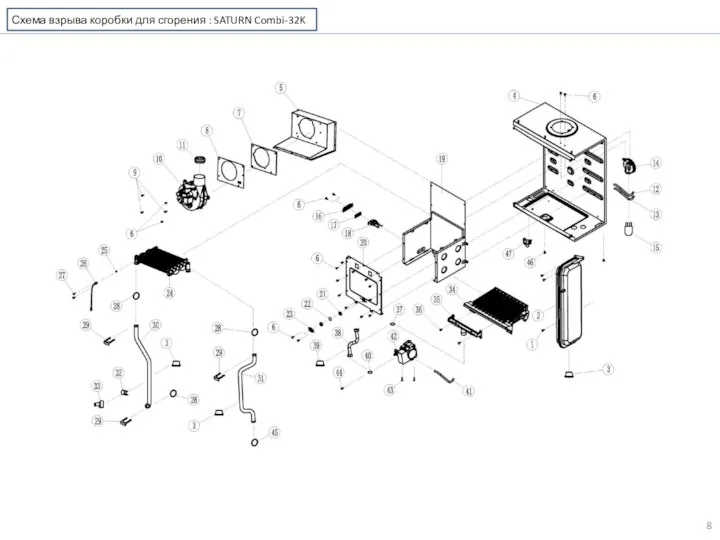 Схема взрыва коробки для сгорения : SATURN Combi-32K