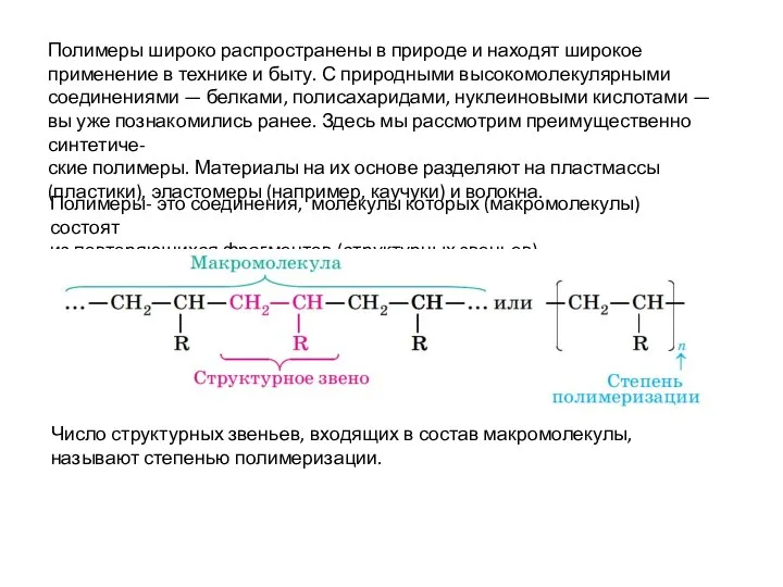 Полимеры широко распространены в природе и находят широкое применение в технике