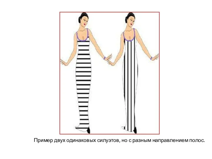 Пример двух одинаковых силуэтов, но с разным направлением полос.