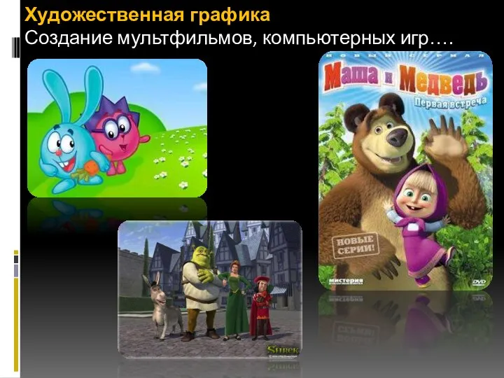 Художественная графика Создание мультфильмов, компьютерных игр….