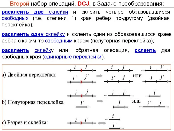 Второй набор операций, DCJ, в Задаче преобразования: расклеить две склейки и