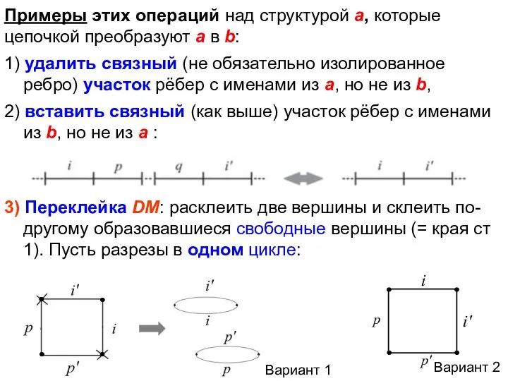 Примеры этих операций над структурой a, которые цепочкой преобразуют a в