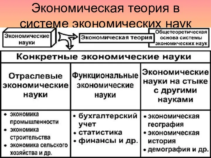 Экономическая теория в системе экономических наук