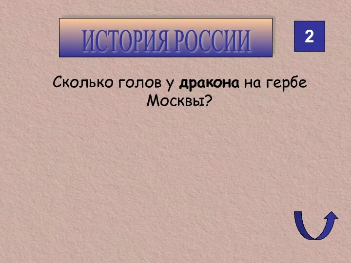 2 ИСТОРИЯ РОССИИ Сколько голов у дракона на гербе Москвы?