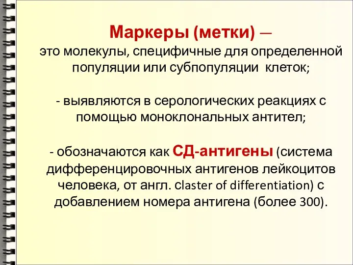 Маркеры (метки) — это молекулы, специфичные для определенной популяции или субпопуляции