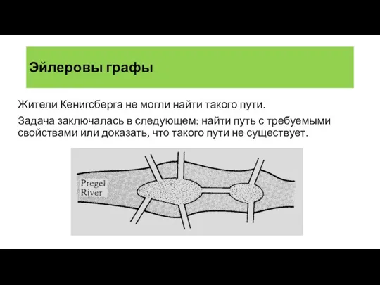 Жители Кенигсберга не могли найти такого пути. Задача заключалась в следующем: