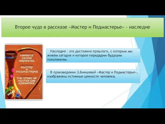 Второе чудо в рассказе «Мастер и Подмастерье» - наследие Наследие -