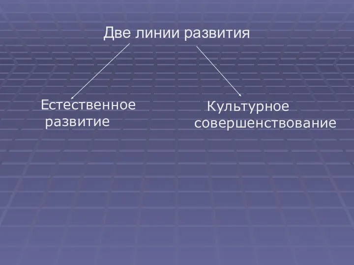 Две линии развития Естественное развитие Культурное совершенствование