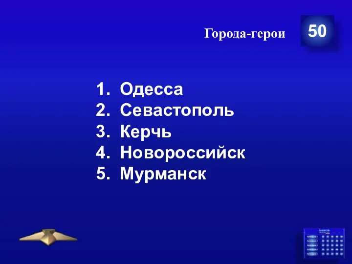 Города-герои 50 Одесса Севастополь Керчь Новороссийск Мурманск