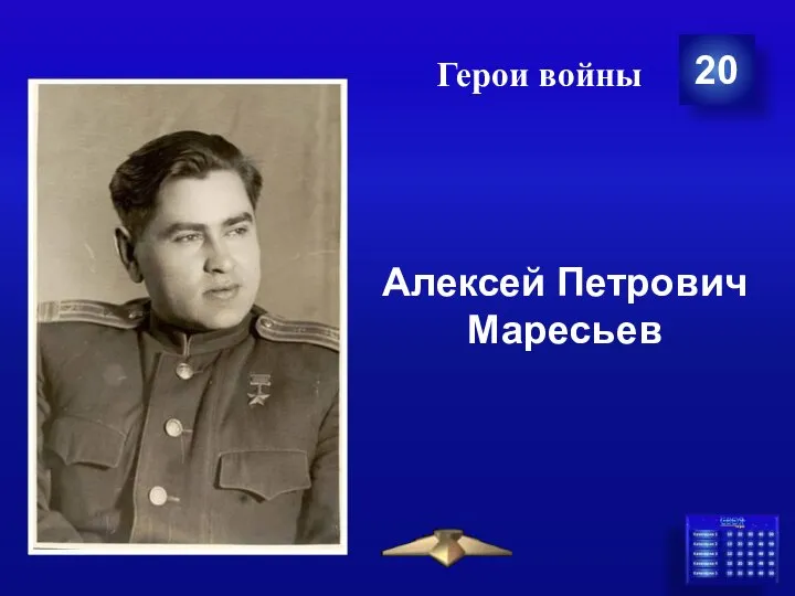 Герои войны 20 Алексей Петрович Маресьев