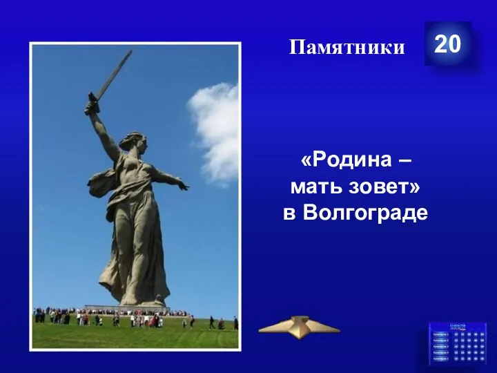 Памятники 20 «Родина – мать зовет» в Волгограде