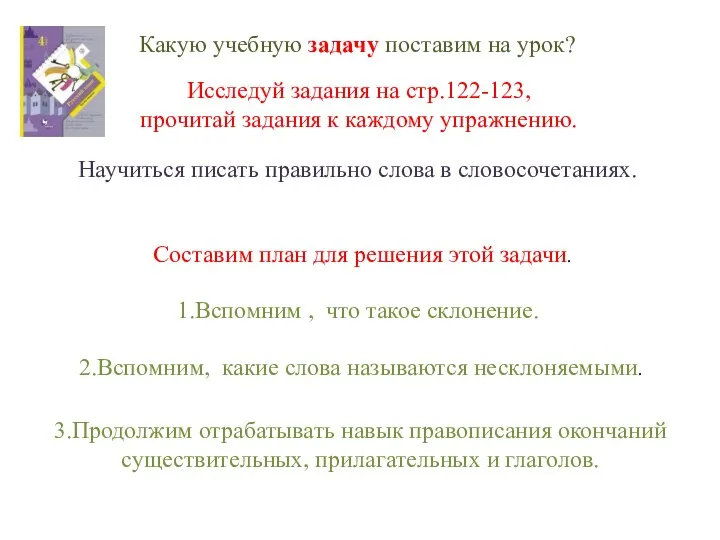 Какую учебную задачу поставим на урок? Научиться писать правильно слова в