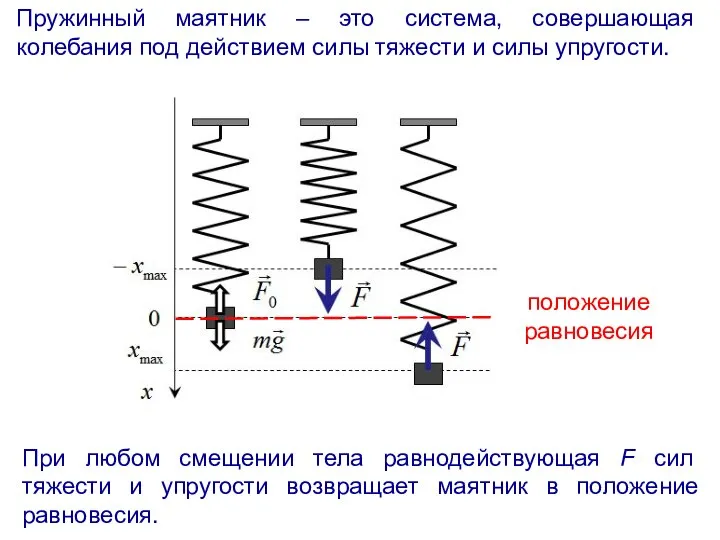 Пружинный маятник – это система, совершающая колебания под действием силы тяжести