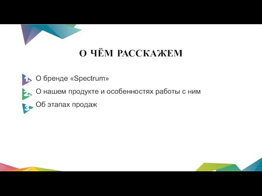 О ЧЁМ РАССКАЖЕМ О бренде «Spectrum» О нашем продукте и особенностях